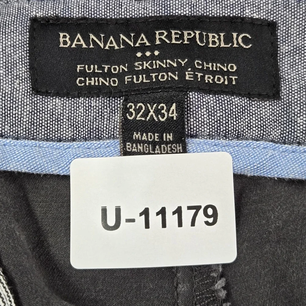 Banana Republic Men Pants 32X34 Gray‎ Chino Skinny Button Slim 33